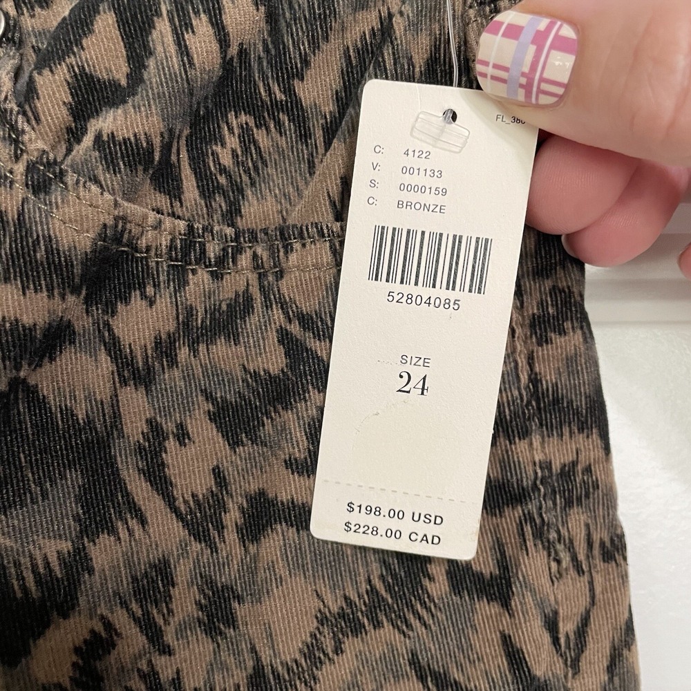 AG The Farrah Skinny Ankle High Rise Women‎ Size 24 Leopard Print Corduroy NWT - Picture 5 of 11